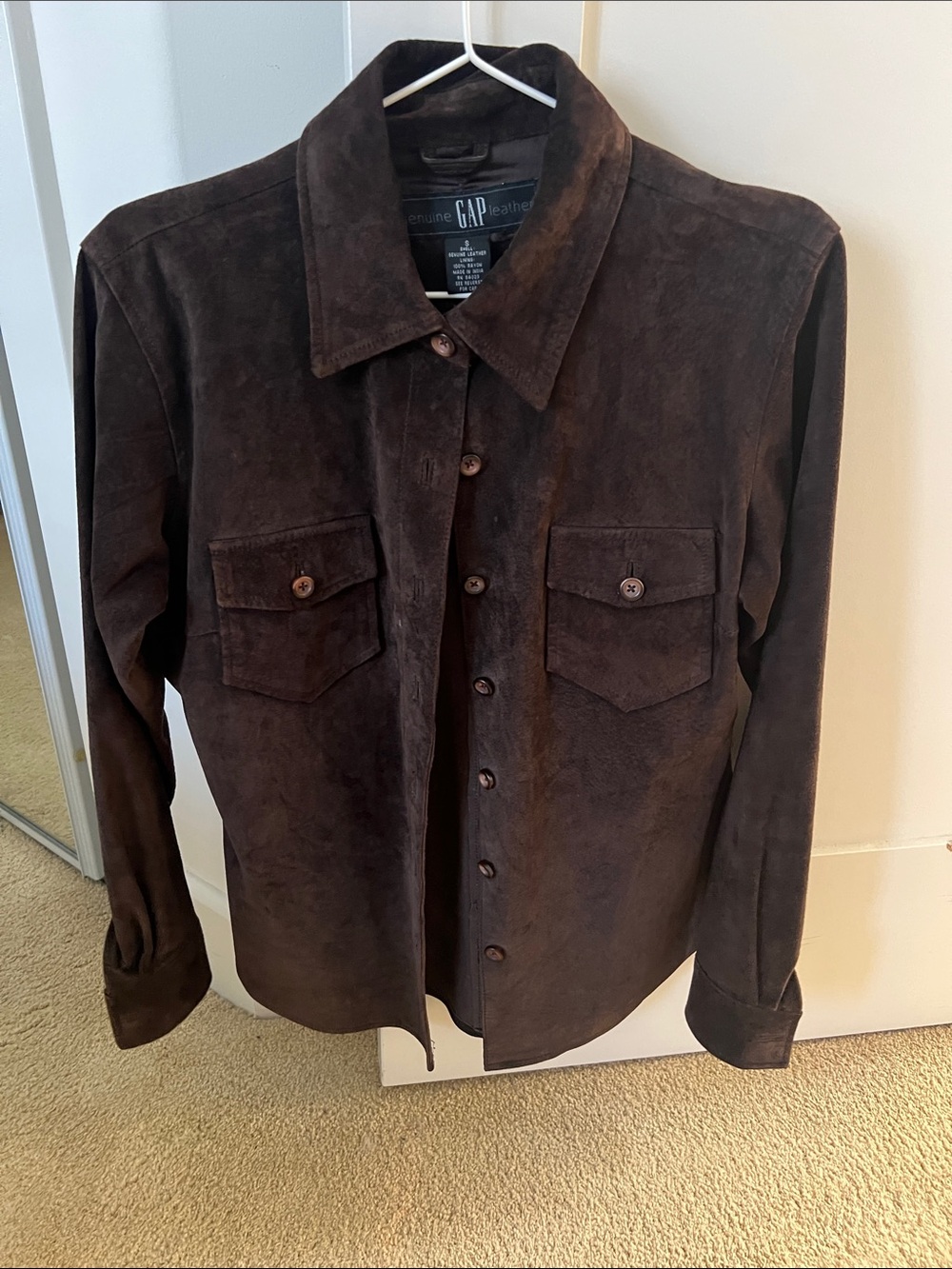 GAP Brown Suede-Look Button Front Jacket